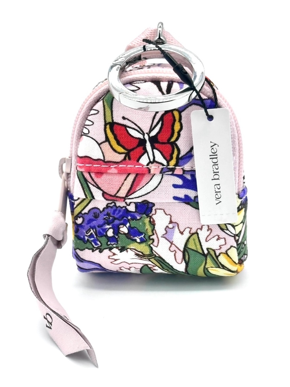 Vera Bradley Coastal Wildflowers Essential Backpack Bag Charm Mini Keychain NWT